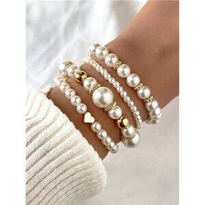 4Pcs Pearl Boho Bracelet Set